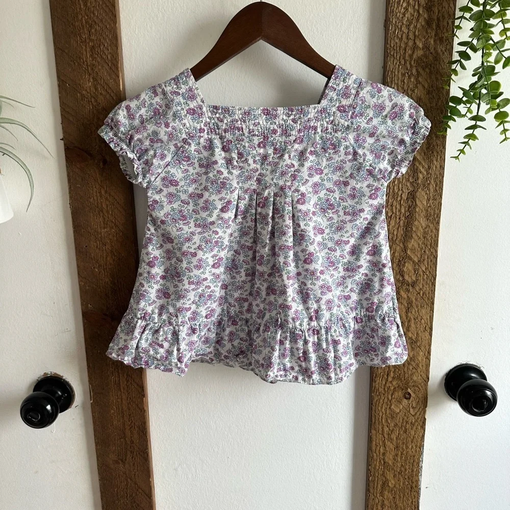 Vintage Oshkosh B’Gosh Girls Floral Print Blouse Puff Sleeve Cottagecore Size 6x